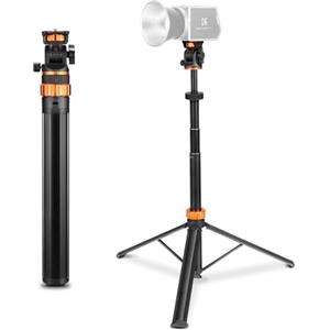K&F CONCEPT Quick Release Treppiede per luci in metallo da 199 cm, carico max 5 kg, treppiede per fotocamera, cellulare, treppiede a tre gambe per cellulare con testa a sfera a 360° e vite da 1/4"