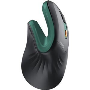 ProtoArc Mouse Ergonomico, EM11 NL Mouse Verticale Senza Fili Mouses Ottico Ricaricabile con 3 Porte Dispositivi (2*Bluetooth &USB), 3 DPI Regolabili per Computer, iPad, Mac, Windows - Nero Verde