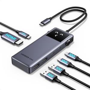 UGREEN Uno 10Gbps Hub USB C HDMI 4K 60Hz PD 100W Carica Adattatore Type C 3.2 con Indicatore LED Docking Station Compatibile con MacBook PRO Air M3 M2 M1, iPad, iPhone 17 PRO Max Air, Galaxy S25