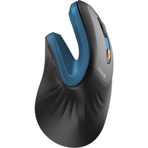 ProtoArc Mouse Ergonomico, EM11 NL Mouse Verticale Senza Fili Mouses Ottico Ricaricabile con 3 Porte Dispositivi (2*Bluetooth &USB), 3 DPI Regolabili per Computer, iPad, Mac, Windows - Nero Blu