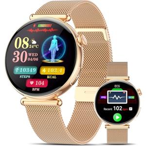Marsyu 2026 Nuovo AI-GPT Smartwatch Donna ECG/Glιϲemι⁠⁢α/24H Pressione Sanguigna/Sonno/Apnea Notturna/BMI,1.32" AMOLED Elegante Orologio Salutare Chiamate con 24h Cardiofrequenzimetro/SPO2/Lipidi