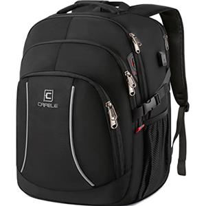 Cafele Zaino per computer portatile da 17,3", extra large, con porta di ricarica USB, resistente all'acqua, robusto, per lavoro, università, scuola, viaggi, unisex, casual, nero