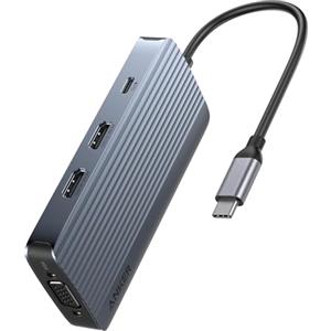 Anker Hub USB C 8 in 1, USB C Docking Station Triple Display Multi-Port Dongle with 2 HDMI 4K e VGA 1080p, 5Gbps Data Transfers, USB Porte per MacBook Air/Pro, Dell XPS, iPad Pro, e Altro