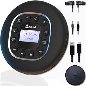 KLIM Journey - Lettore CD HiFi portatile - NUOVO - Cuffie incluse - Radio FM - Compatibile con MP3 CD Audiolibri - Lettore CD per auto - Supporta Bluetooth per Auto, scheda SD, Trasmettitore FM
