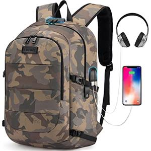 Tzowla Zaino Porta PC Universitari Uomo e Donna,Zaino da Viaggio Impermeabile Antifurto di Ricarica USB e Serratura per Notebook da 15/15,6 Pollici,Zaino da Giorno Sottile Lavoro Business-GialloCamo