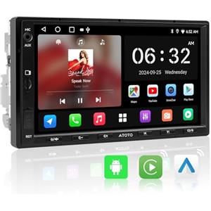 ATOTOZONE A5L Autoradio 2 Din Android, 7" Stereo auto bluetooth con schermo, 2G+32G, CarPlay Android Auto Wireless, Tethering via WiFi/BT/USB, MirrorLink, 24B-EQ DSP, FM/RDS/GPS/SWC,Chat AI