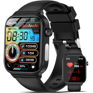 Marsyu 2026 Smartwatch Uomo Donna ECG/Glιϲemι⁠⁢α/Pressione Sanguigna/Acido Urico/Sonno/αρnea Notturnα/Cardiofrequenzimetro/Temperatura Corporea/BMI,1,96"Orologio Salute con Telefono/Pulsante SOS,iOS Android