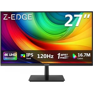 Z Z-Edge Z-Edge Monitor Gaming 27 Pollici 4K, UHD (3840x2160),120Hz - IPS, 1 ms MPRT, 250 CD/m², HDR10, FreeSync, 2X DP + 2X HDMI, compatibile VESA, Nero