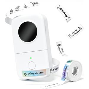 Phomemo D30 Etichettatrice Etichette Adesive Bluetooth Portatile - Mini Stampante per Etichette Personalizzate - Compatibile con iOS & Android e 1 Rotolo Incluso, Bianco