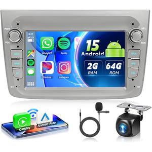 VECHTEL Autoradio 2G+64G Android 15 per Alfa Romeo MITO 2008-2016, 7 Pollici HD Schermo Tactile Stereo Auto co Carplay Android Auto senza Fili GPS Wi-Fi Bluetooth 2USB Radio FM RDS Retrocamera