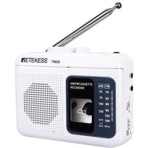 Retekess TR606 Registratore a Cassetta Portatile,AM FM Radio,Piccolo e Leggero,Jack per cuffie da 3,5 mm,Avanzano Rapidamente e Ritorna,Regali di Natale