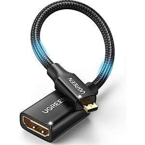UGREEN Cavo Micro HDMI Adaptador 3D 4K 60hz Alta Velocidad Compatibile con Fotocamere Videocamera Cámara TV PC Laptopp, Nero