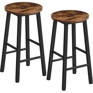 HOOBRO Set di 2 Sgabelli da Bar, Sgabelli Cucina, Sedia da Bar con Poggiapiedi, per Colazione, Adatto in Sala da Pranzo, Cucina, Bar, Resistente e Stabile, Marrone Vintage e Nero EBF07BY01