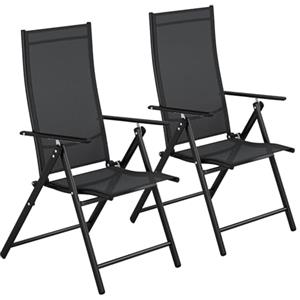 LIFERUN Sedia da Giardino con Schienale Alto Pieghevole Set da 2,Schienale Regolabile su 7 Livelli,Struttura Metallica,Portata Fino a 120 kg,Sedia Pieghevole Leggera per Balcone,Campeggio,Nero
