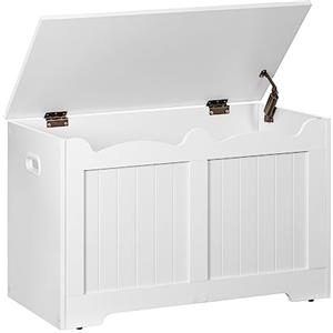 Hzuaneri Cassa portaoggetti, Panca con portaoggetti, Cassapanca, panca scarpiera, Pouf Organizzatore, 40 x 76 x 48 cm, per corridoio, bianco, ESB04403X