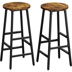 YOUDENOVA Set di 2 sgabelli da bar, struttura in legno e metallo, stabili e salvaspazio, con poggiapiedi, 71 cm, stile industriale, per cucina e sala da pranzo, Vintage marrone e nero