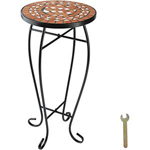 tectake® Tavolo da Esterno 30x30x61,5 cm, Tavolino da Esterno in Mosaico di Pietra, Gambe Tavolo Arcuate, Tavolo Rotondo ideale per Giardino, Terrazzo e Balcone, Arredo Giardino e Casa - Terracotta