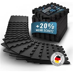 Veluris Tappetino protettivo per pavimento [31 x 31 cm] - 18 tappetini extra spessi [20% di protezione in più] - Tappetino protettivo antiscivolo per palestra, fitness, pavimento sportivo, tappetino
