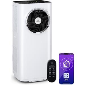 Klarstein - Climatizzatore portatile 5 in 1, ventilatore, deumidificatore, purificatore d'aria e modalità notturna, controllo tramite app, da appartamento, con tubo di scarico, 11.500 BTU, bianco