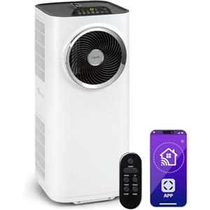 Klarstein Condizionatore Portatile 5 in 1, Condizionatore Deumidificatore Portatile Classe A, Aria Condizionata 12.000 BTU/3,4kW, Purificatore, Climatizzatore Portatile con Night Mode, Wi-Fi/App