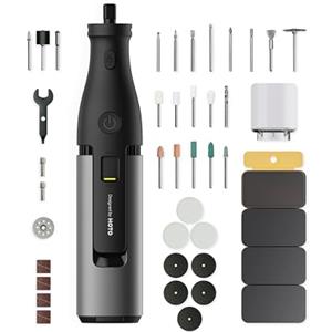 HOTO Strumento Multifunzione, Trapano a Batteria da 12V con Velocità Massima di 35000 RPM, Utensile Rotante con Luce LED e 37 Accessori, Strumenti rotanti Per incidere, forare, smerigliare