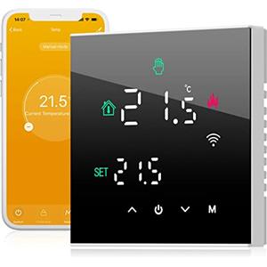 BEOK CONTROLS Beok Termostato Programmabile WiFi Smart, APP Tuya, Termostato per Riscaldamento Dell'acqua Con Touch Screen LCD Digitale, 3A TGW60B-WIFI-WP Nero