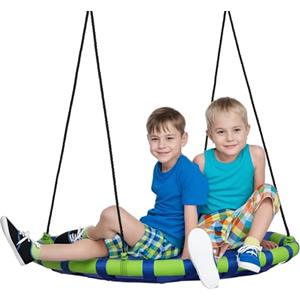 Outsunny Altalena da Giardino per Bambini da 3-8 Anni, Altalena a Nido Ø100cm con Corde Regolabili, Blu
