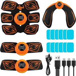 Aolso EMS Elettrostimolatore Muscolare, Stimolatore Addominale, 8 modalità e 19 intensità, EMS Full Body ABS/Addominali/Braccia/Gambe/Glutei, USB Ricaricabile-Uomo/Donna
