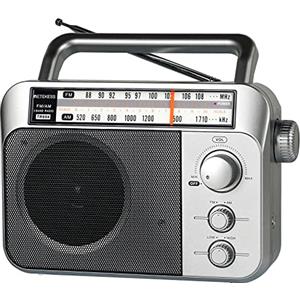 Retekess TR604 Radiolina Portatile, Radio FM Portatile, Transistor FM AM, a Corrente, con Batteria e Cavo, Grande Display, Grandi Altoparlanti, Cantiere, per Anziani(Argento)