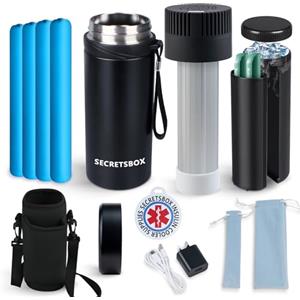SECRETSBOX USB Frigo per Insulina da Viaggio 2-8℃, Mini Frigorifero per Medicinali Portatile, Borse per Diabetici Approvate dalla TSA, con 4 Ghiaccio Biogel (Nero)