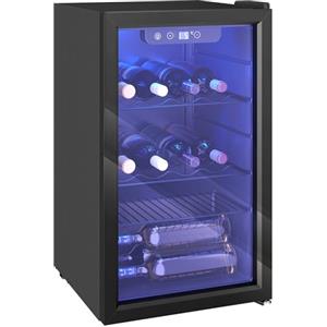 HOMCOM Cantinetta Vino Refrigerata 24 Bottiglie 68L Cantina Vino Silenziosa Temperatura Regolabile 4-16℃ Frigo Vino Bar con Vetro Anti UV, Ripiani, Compressore, Display Touch, Luci LED, Classe F, Nera
