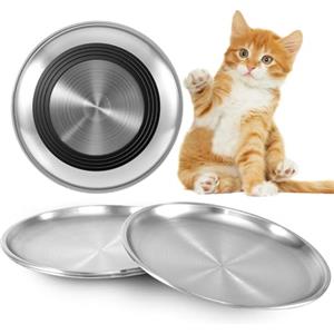 Alaoo 4 Pezzi ciotole piatte per gatti in acciaio inox, 17 cm, Ciotola di Cibo per Gatti Poco Profondi, ciotola per gatti e gatti, a prova di caduta, Adatto per bere e mangiare
