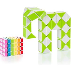 CUBIDI® Mini Serpenti Magici Puzzle - Gadget Regalo di Compleanno bambini, Regalini Festa Bambini - Serpente Giocattolo, Gioco Rompicapo Bambini e Adulti, Magic Snake - 48 Blocchi (Verde)