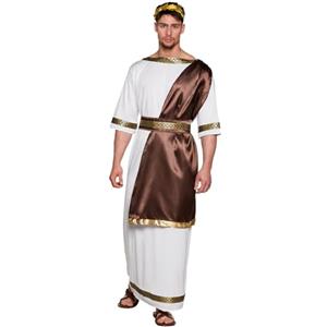Boland 83861 - Costume Zeus per adulti, taglia M/L, Toga con sciarpa, accessori per capelli e cintura, Romani, festa a tema, Carnevale, bianco, M/L