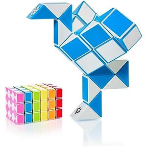 CUBIDI® Mini Serpenti Magici Puzzle - Gadget Regalo di Compleanno bambini, Regalini Festa Bambini - Serpente Giocattolo, Gioco Rompicapo Bambini e Adulti, Magic Snake - 36 Blocchi (Azzurro)