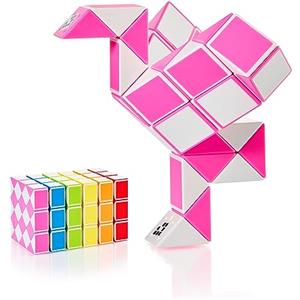 CUBIDI® Mini Serpenti Magici Puzzle - Gadget Regalo di Compleanno bambini, Regalini Festa Bambini - Serpente Giocattolo, Gioco Rompicapo Bambini e Adulti, Magic Snake - 36 Blocchi (Rosa)