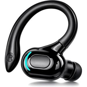 Amztour Auricolare Bluetooth senza fili V5.2 con microfono integrato Auricolare Mono Giro Orecchino 360° 20h di Lettura per iPhone Android PC Desktop Guida Affari Sport Riduzione del Rumore (nero)
