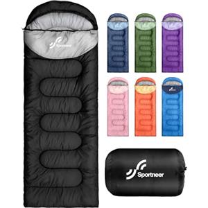 Sportneer Sacco a Pelo Adulto 220×80 cm - Caldo e Traspirante, 3-4 Stagioni Leggero e Compatto, per Campeggio, Trekking, Viaggi e Zaino in Spalla, 2KG