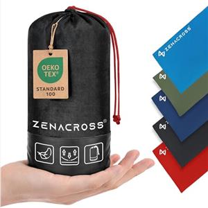 Zenacross Sacco a Pelo Interno Ultraleggero in Microfibra - Sacco Lenzuolo Da Viaggio con Scomparto per Cuscino - Lenzuolo da Viaggio per l'estate - Rosso
