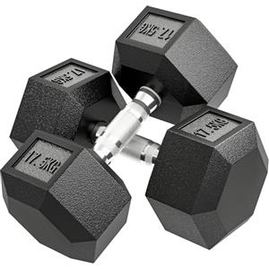 HOMCOM Set di Manubri Palestra da 2x17.5 kg, Set Pesi Palestra con Impugnatura Antiscivolo, in Metallo, per Allenamento Fitness Casa e Palestra, Nero