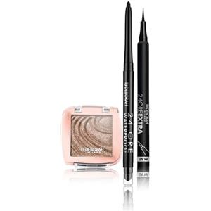 Deborah Milano - Set Makeup Matita Occhi 24 Ore Automatica Waterproof 01 Black, Ombretto Color Lovers 04 Warm Taupe, Cremoso Long Lasting, e Penna Eyeliner 24 Ore Extra Mat, Lunga Tenuta