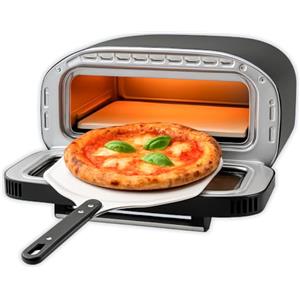 BEHOME Forno Pizza Elettrico, 430°C, Cuoce in 2 min, Pala e Pietra Refrattaria incluse, 8 Programmi di Cottura già impostati, Schermo Touch, per Pizza Napoletana, romana, americana
