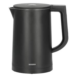 SEVERIN Bollitore Elettrico, 1,7 Litri, 2200W, Cool-Touch, Regolazione Temperatura, Mantenimento Caldo, Spegnimento Automatico, 24,0 x 14,5 x 23,5 cm, Nero/Inox - WK 3484