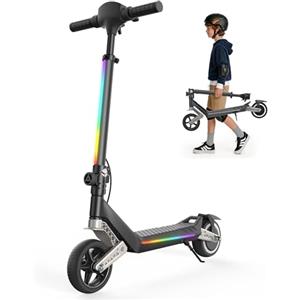 isinwheel Monopattino Elettrico Bambini K6,6-12 Anni,Ruote Piene 6,5,3 Velocità 5/10/16 km/h,Doppia Sospensione Anteriore/Posteriore,3 Modalità LED,Bluetooth,Pieghevole Regolabile,70 kg