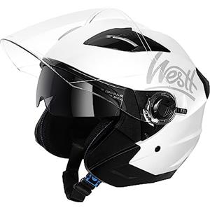 Westt casco moto casco jet doppia visiera omologato ECE 22.06 casco scooter caschi scooter per donna e uomo nero grigio bianco
