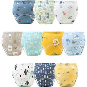 Aolso Mutandine di Apprendimento, 10PCS Pantaloni da Vasino, Apprendimento Rete Traspirante Mutande, Cotone Assorbente Vasino per Bambini Mutande, Taglia 100 da Ragazzo(A)