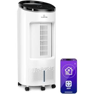 Klarstein Condizionatore Portatile 65W, 4in1 Climatizzatore Portatile, Raffrescatore d'Aria Silenzioso con Night Mode, Deumidificatore, Rinfrescatore, Ventilatore, Serbatoio da 7L, 330m³/h, Bianco