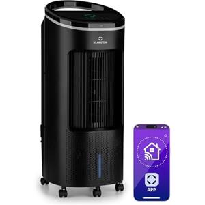 Klarstein Condizionatore Portatile 65W, 4in1 Climatizzatore Portatile, Raffrescatore d'Aria Silenzioso con Night Mode, Deumidificatore, Rinfrescatore, Ventilatore, Serbatoio da 7L, 330m³/h, Nero