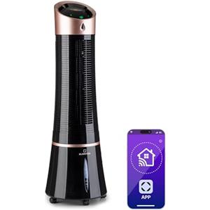 KLARSTEIN Climatizzatore 4in1: raffrescatore evaporativo, ventilatore, umidificatore/ionizzatore, 6L, oscillazione, 30W, 210m³/h, timer, no tubo di scarico, portatile, Klarstein, Oro-Rosa, Skyscraper Ice Smart