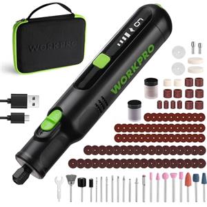 WORKPRO Utensile Rotante, Strumento Multifunzione da 7,2 V, con 117 Accessori, Mini Trapano con 6 Velocità Variabili 30000 giri/min, Borsa di Stoccaggio, per Tagliare, Smerigliare, Incidere, Forare